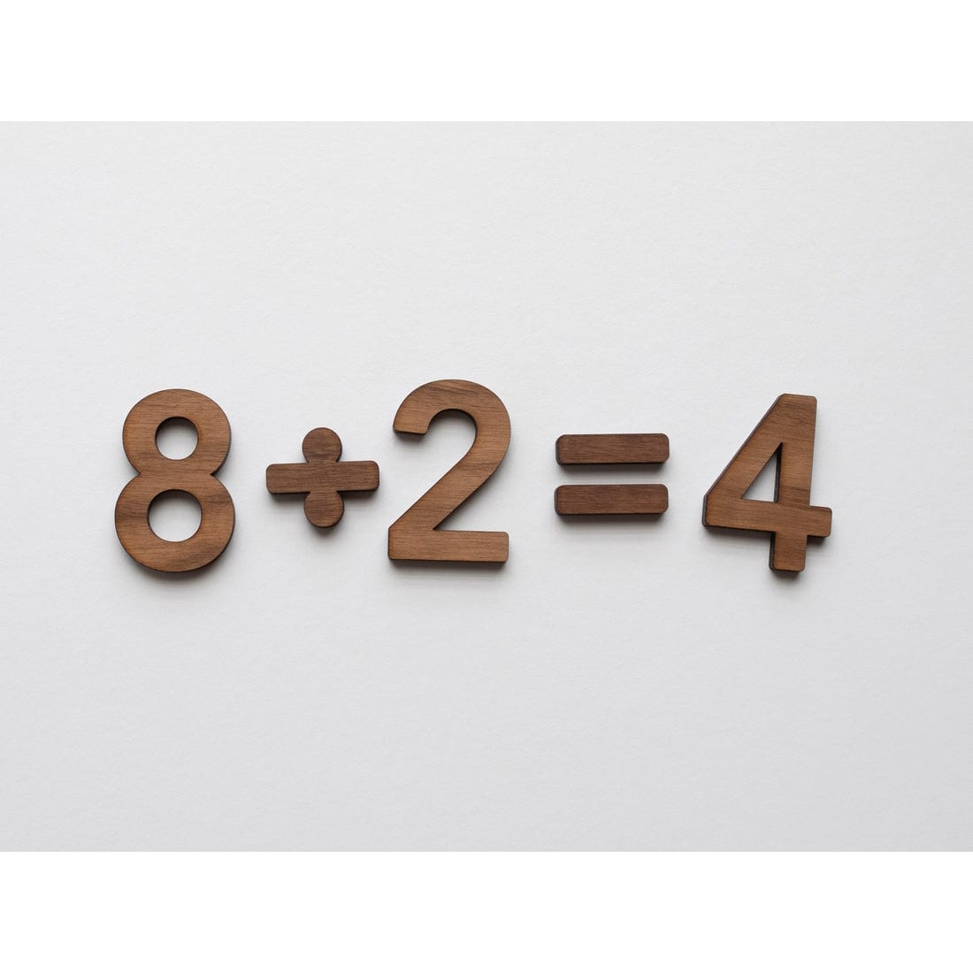 example of walnut wooden number set and math signs