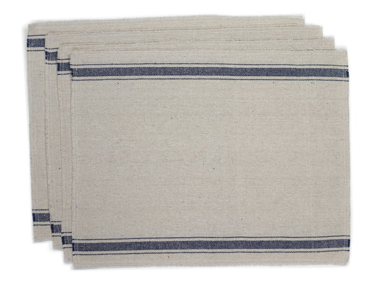 grainsack placemats with navy stripes