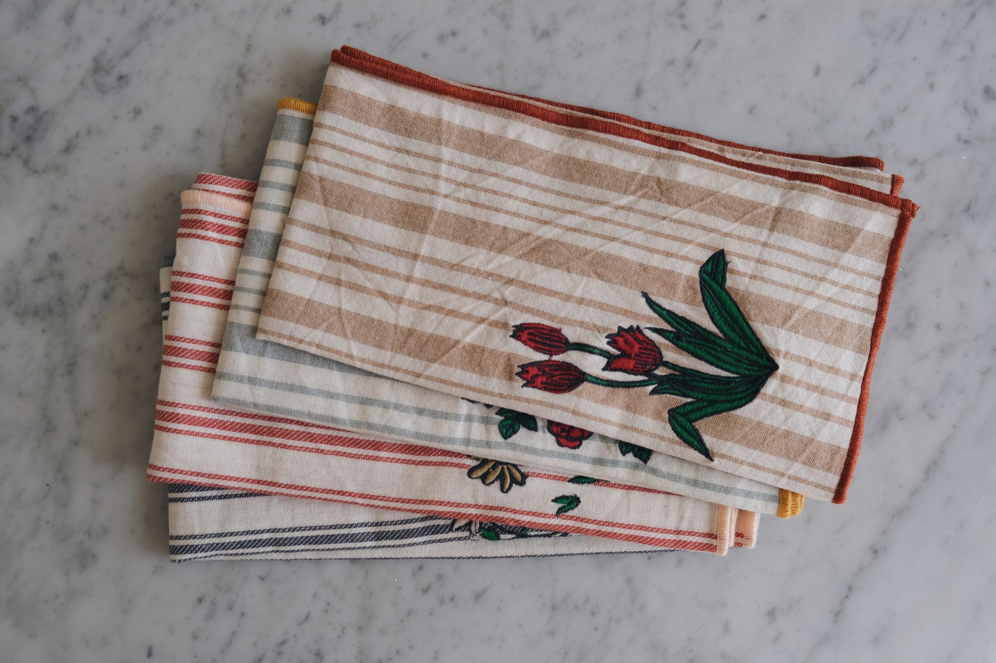 Favorite Embroidered Assorted Linen Napkins - Set of 4