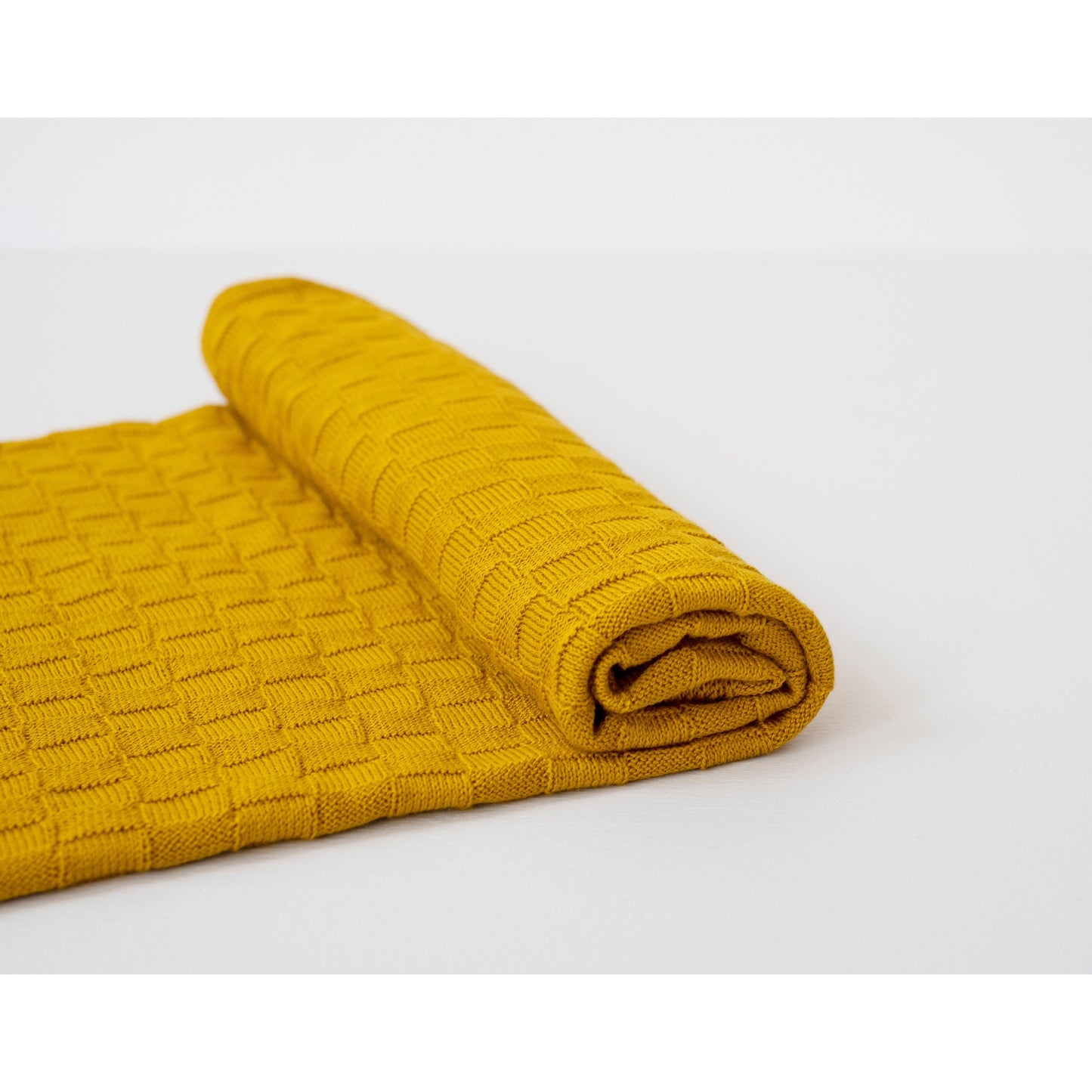 Organic Cotton Basketweave Blanket in Turmeric
