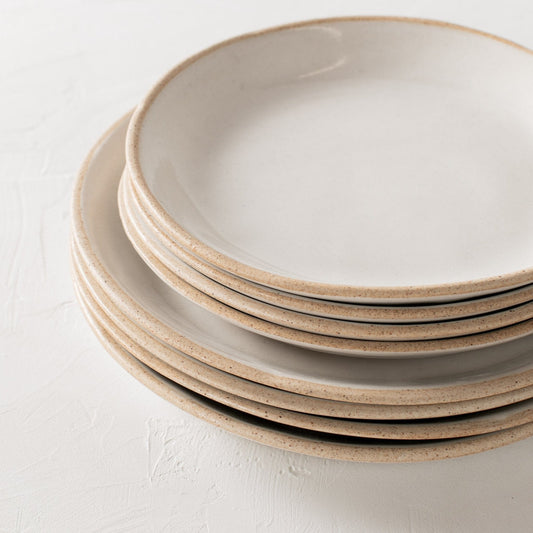 stack of normal and salad ceramic plates
