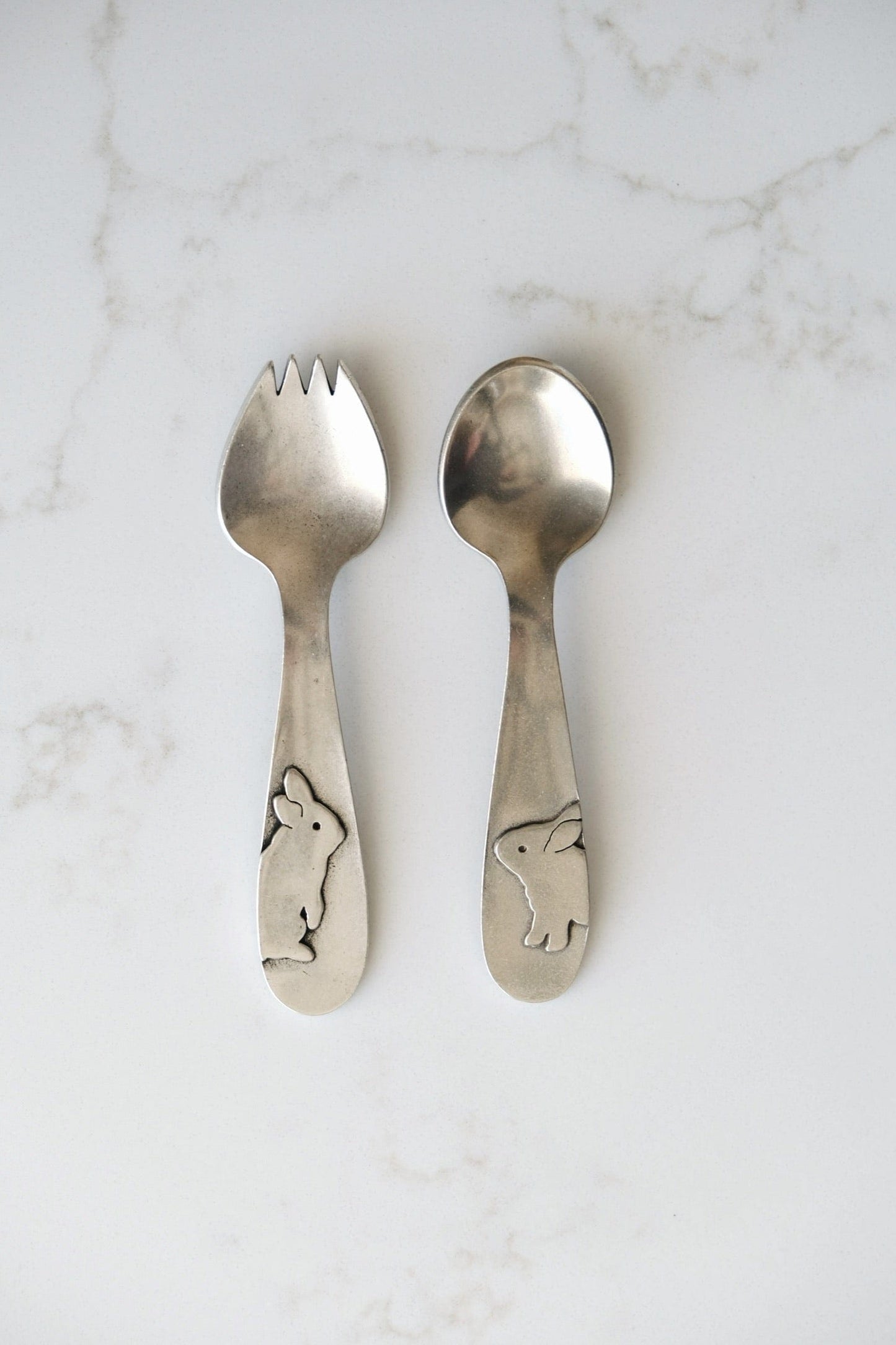 rabbit pewter spoon set for toddlers