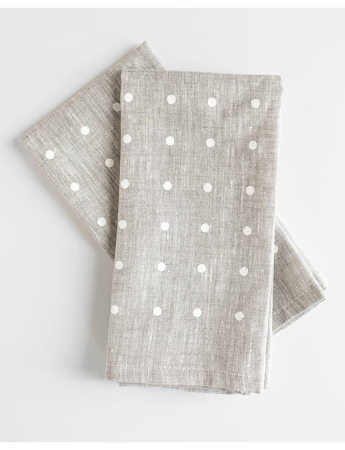 Linen Napkins: Oatmeal & White Dots