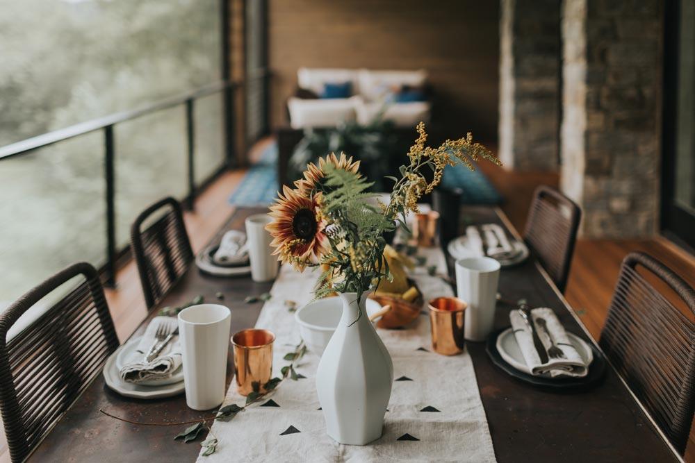 table vase on a dining table